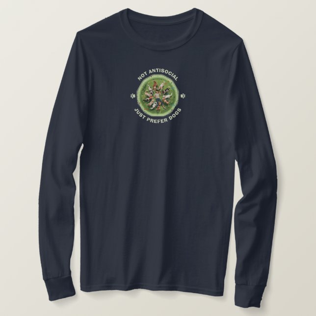 Inte asocial - föredrar bara hundar - hundperson t shirt (Design framsida)