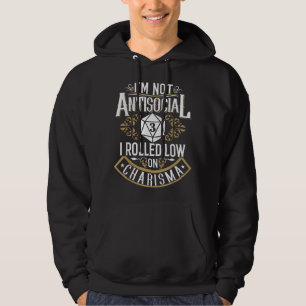 Inte asocial, rullad låg karisma rolig hoodie