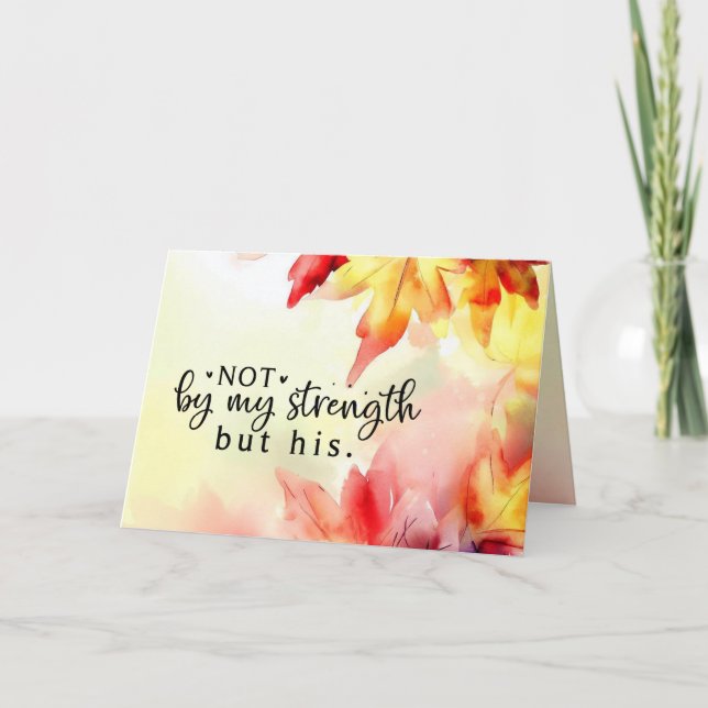 Inte av min styrka utan av hans kristna bibelcitat kort (Framsida)