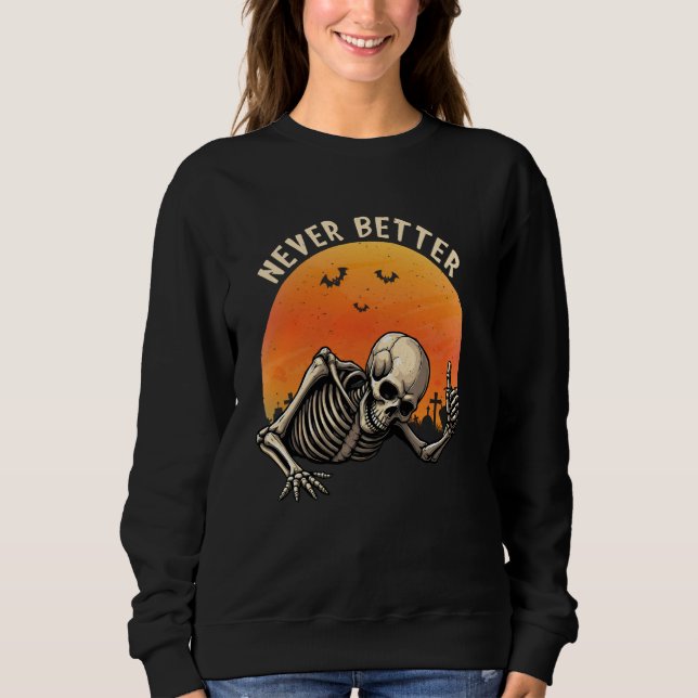 Inte bättre än Halloween Skeleton Thumbs Up Gr T Shirt (Framsida)