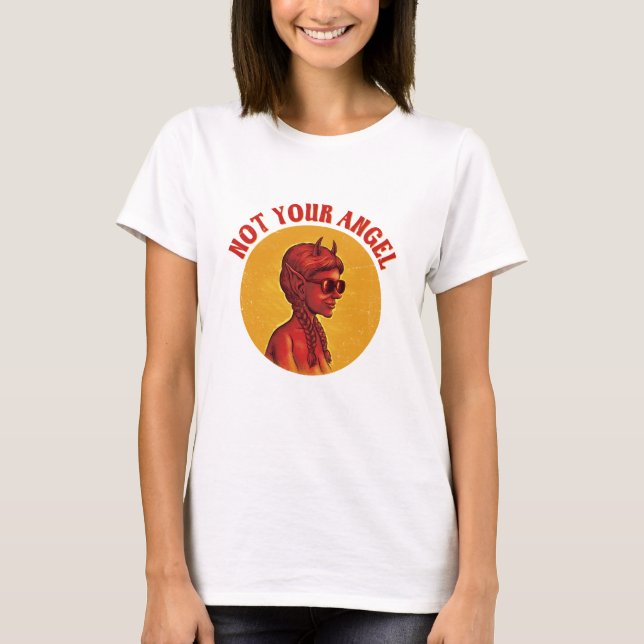 Inte din ängel - Djävulen Girl T Shirt (Framsida)