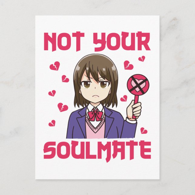 Inte din själkamrat mot Valentines day Vykort (Framsida)
