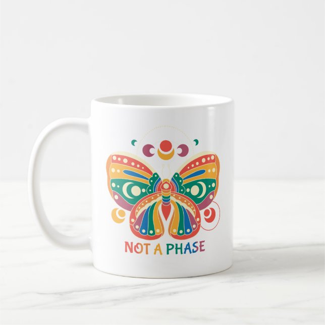 Inte en fas - färgat Pride för fjäril-HGBTQ Kaffemugg (Vänster)