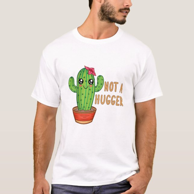 Inte en Kramare Cactus Free Hug T Shirt (Framsida)