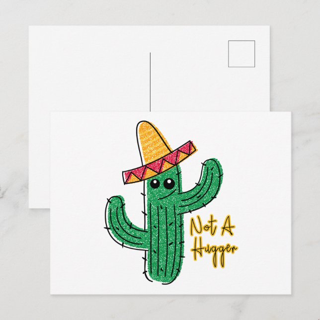 Inte en Kramare Cactus Mexican Sombrero Vykort (Fram/baksida)