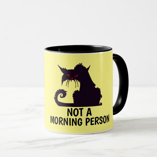 INTE EN MORGON GRUMPY BLACK CAT KAFFE KOPPAR (Framsida höger)