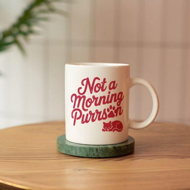 Inte en morgon Purrson Funny Cat Mugg (Skapare uppladdad)