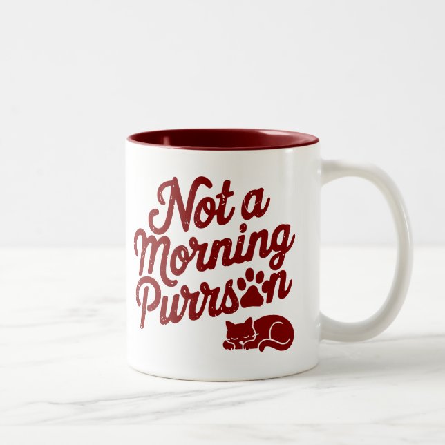 Inte en morgon-purrson Rolig kattmugg Två-Tonad Mugg (Höger)