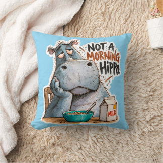 🦛😴 Inte en morgonflodhäst – Rolig kastkudde ☕🛋️ Kudde