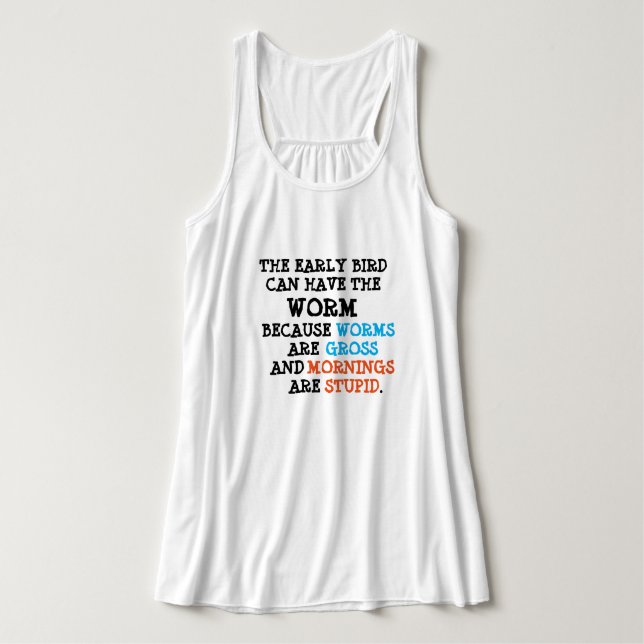 Inte en morgonperson linne med racerback  (Design framsida)