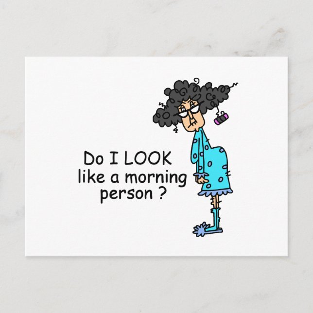 Inte en morgonperson vykort (Framsida)