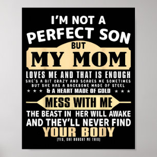 Inte en perfekt son men mamma älskar fadersdagsmän poster