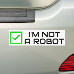 Inte en Robot Bumper Sticker Bildekal
