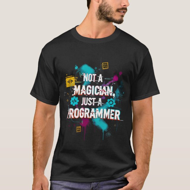 Inte en trollkarl bara en programmerare t shirt (Framsida)