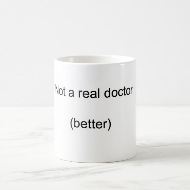 "Inte en verklig doktor" PhD Kaffemugg (Center)