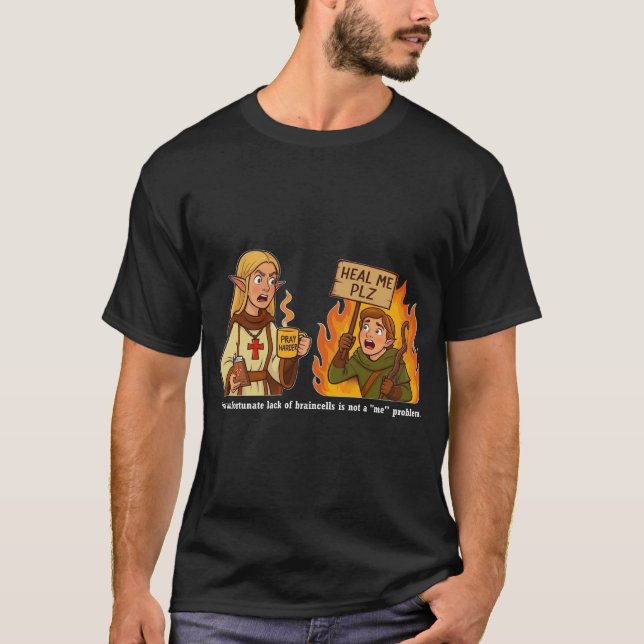 "Inte ett Me-problem" Lustigt Cleric RPG T-Shirt (Framsida)