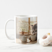 Inte före min kaffe Rolig Tom & Luna Kattmugg