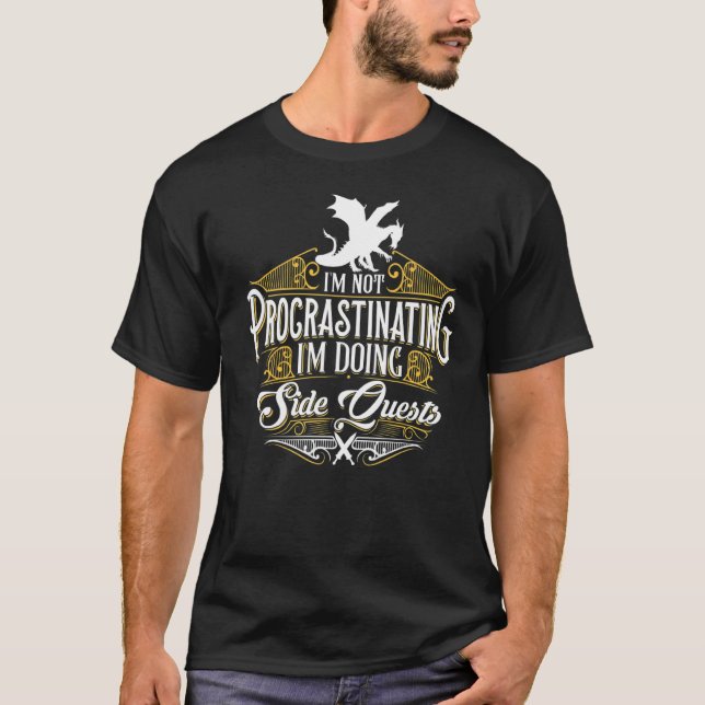 Inte förhalande sidofrågor RPG Gamer Dragons T Shirt (Framsida)
