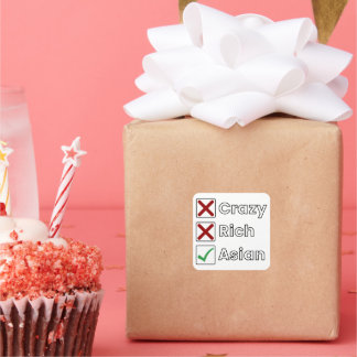 Inte galet, inte Rik, bara asiatiskt Fyrkantigt Klistermärke