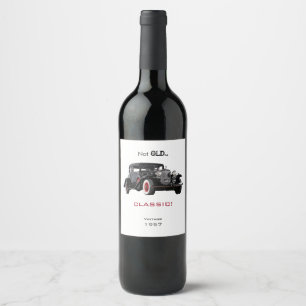 Inte gammalt utan klassiskt Anpassningsbar på föde Vinflaska Etikett