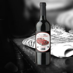 Inte gammalt utan rött klassiskt 1939-kuvertår Vin Vinflaska Etikett
