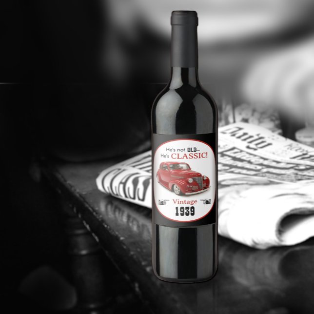 Inte gammalt utan rött klassiskt 1939-kuvertår Vin Vinflaska Etikett (Skapare uppladdad)