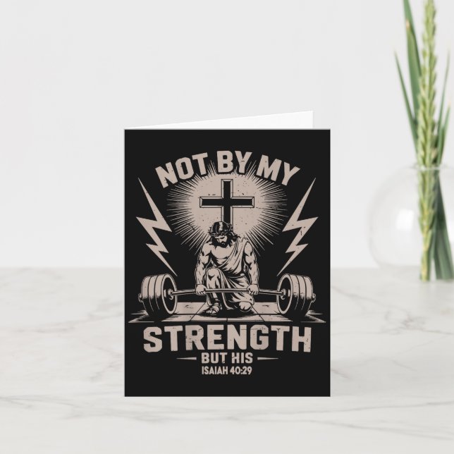 Inte genom min styrka utan hans roliga kristna trä kort (Framsida)
