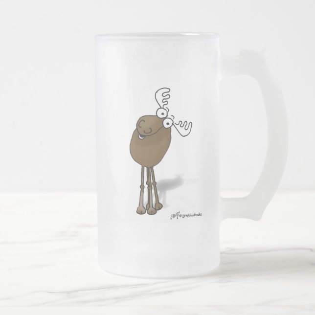 Inte gör älgen med mig - ölmuggen! frostat ölglas (Höger)