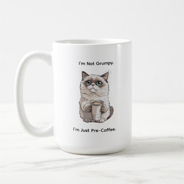 Inte Grumpy Cat Humor Kaffe kopp (Vänster)