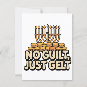 Inte Guilt bara Gelt Funny Hanukkah Jewish Jew Vykort