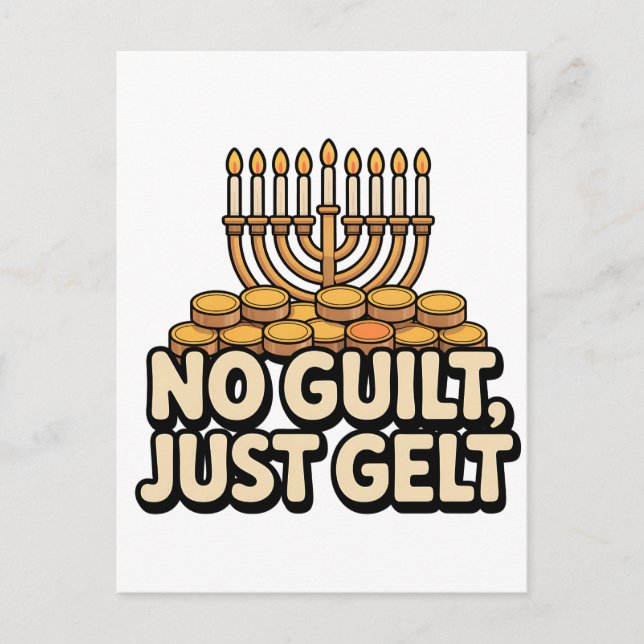 Inte Guilt bara Gelt Funny Hanukkah Jewish Jew Vykort (Framsida)