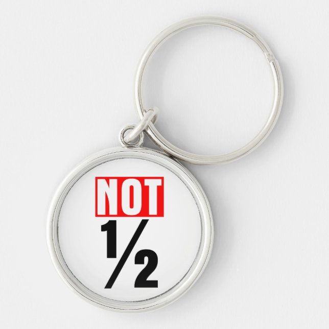 Inte hälften rund silverfärgad nyckelring (Framsidan)