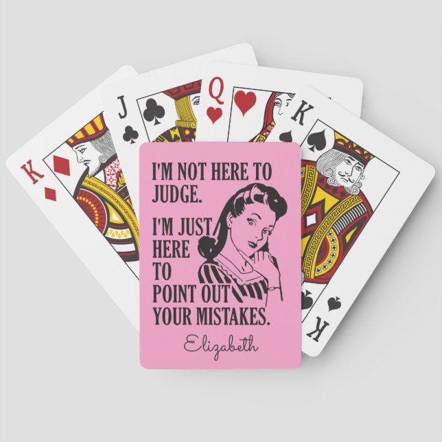 "Inte här att bedöma" anpassningsbarnamn & att Spelkort (Baksidan)