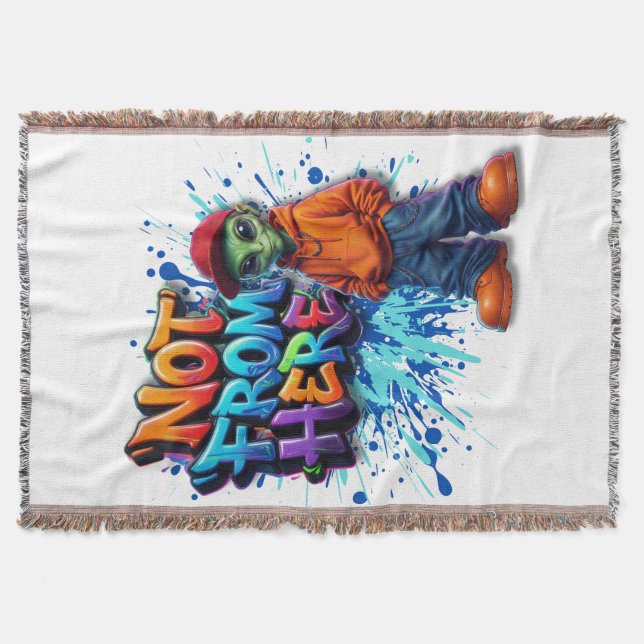 Inte härifrån Rolig Alien Streetwear-design Filt (Framsidan)