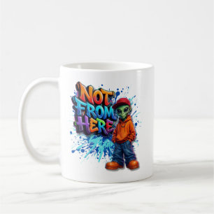 Inte Härifrån Rolig Alien Streetwear-design Kaffemugg