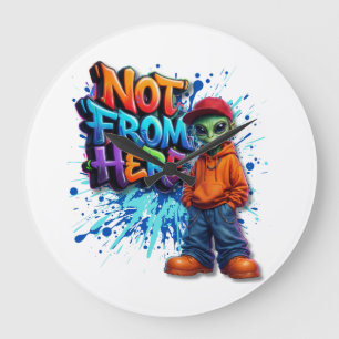 Inte Härifrån Rolig Alien Streetwear-design Stor Klocka