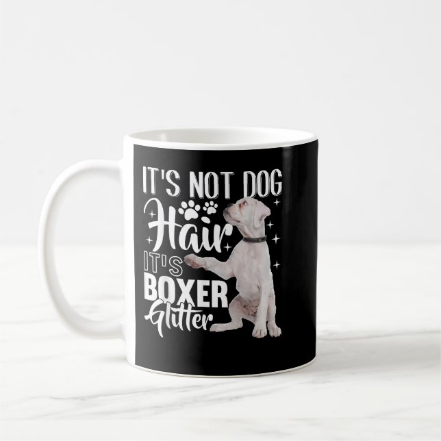 Inte Hund Hair dess Glitter White Boxer Hund Kaffemugg (Vänster)