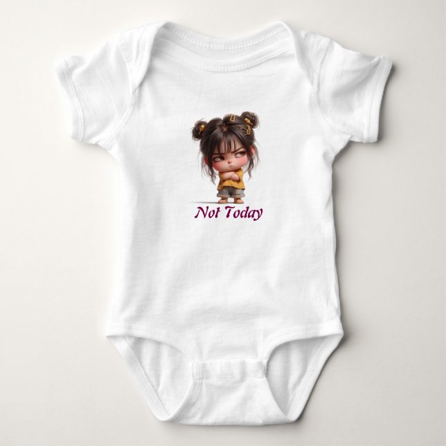 Inte i dag" Baby-baddräkt. T Shirt (Framsida)