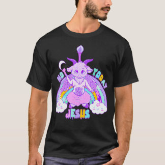 Inte i dag Baphomet Jesus Kawaii Cute Pastel T Shirt