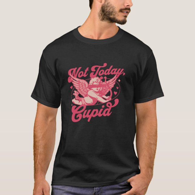 Inte i dag Cupid Anti Valentines day Funny Retro V T Shirt (Framsida)