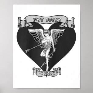 Inte i dag, Cupid Arc Shot Tatto Stil Grått Anti Poster