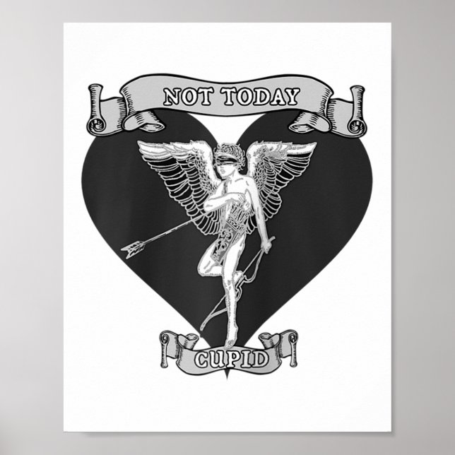 Inte i dag, Cupid Arc Shot Tatto Stil Grått Anti Poster (Framsidan)