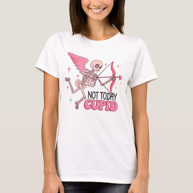 Inte i dag Cupid Funny Anti alla hjärtans dag T Shirt (Framsida)