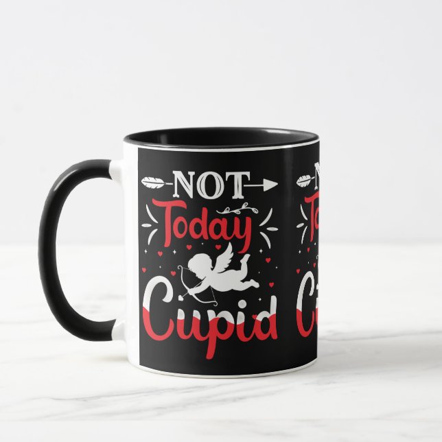 Inte i dag Cupid Funny Valentine Day Mugg (Vänster)