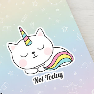 Inte i dag Cute Unikitty Klistermärken
