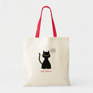 INTE I DAG! - Funny Black Cat Grumpy Tote Bag Tygkasse