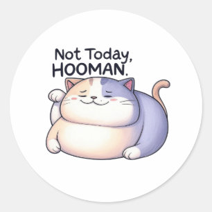 Inte i dag, Hooman Lazy Cat Sticker Runt Klistermärke