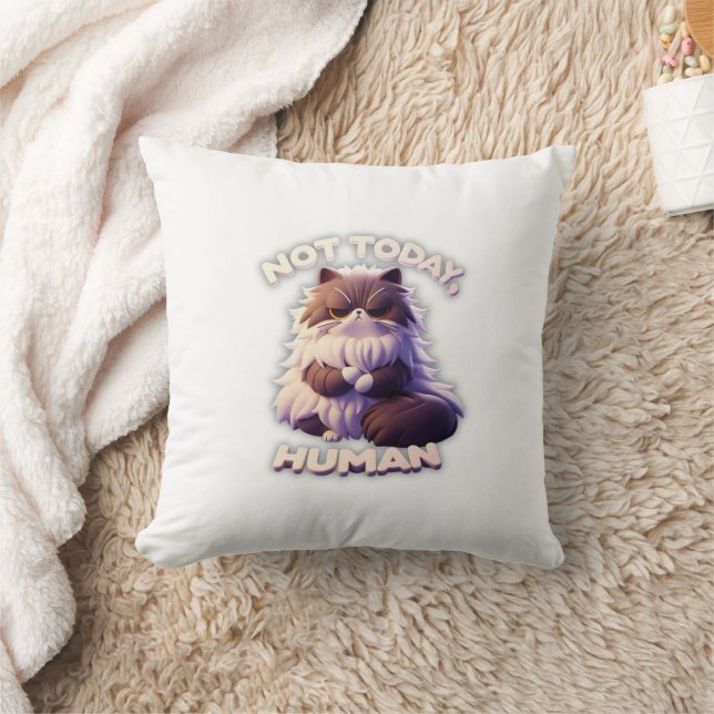 Inte i dag. Human Funy Grumpy Cat Dekorativ kudde (Filt)