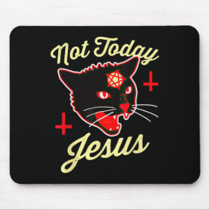 Inte i dag Jesus Hail Satan Cat Död Kor Vintage Musmatta