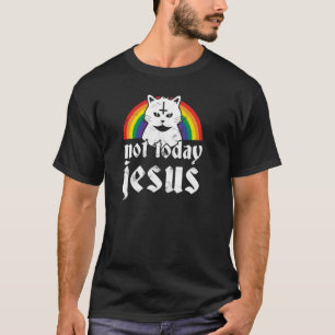 Inte i dag Jesus Hoodie Rainbow Satanic Cat Goth C T Shirt